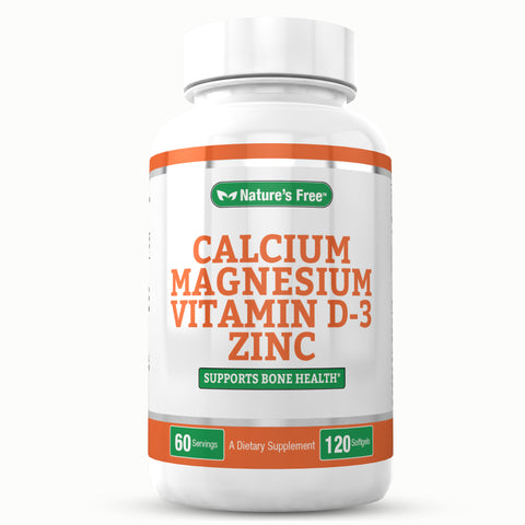 Nature's Free Calcium Magnesium Zinc Vitamin D3 120 Softgels