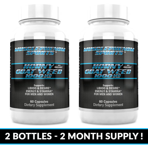 HORNY GOAT WEED 2 60CT BOTTLES 120 CAPSULES 2 MONTH SUPPLY - MusclePhenom Sports